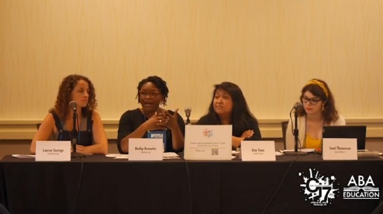 Booksellers Lauren Savage, Kathy Burnette, Kim Tano, and moderator Sami Thomason